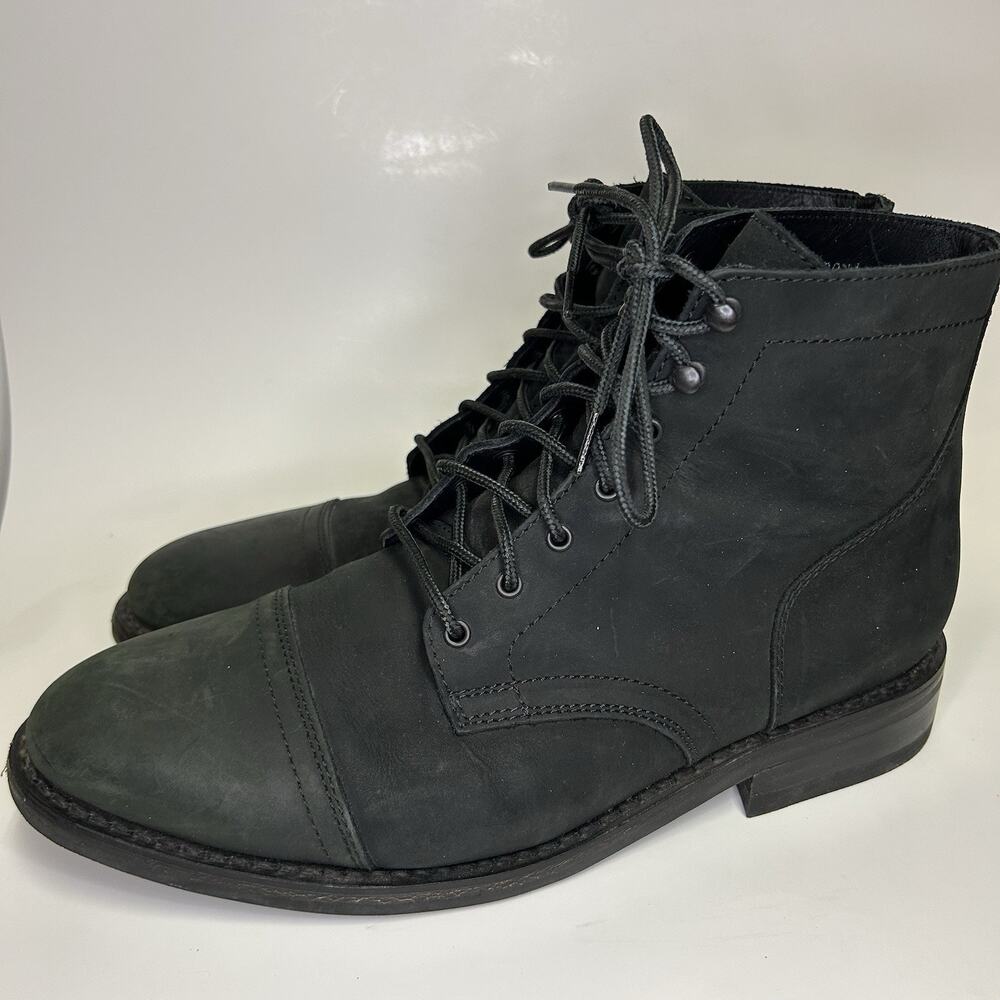THURSDAY Boots Leather Size 13 Men's Black Matte Captain Cap Toe Boot Co mens